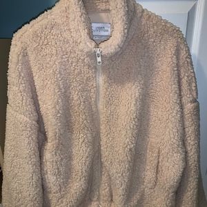 UO Willow Fuzzy Drawstring Teddy Jacket